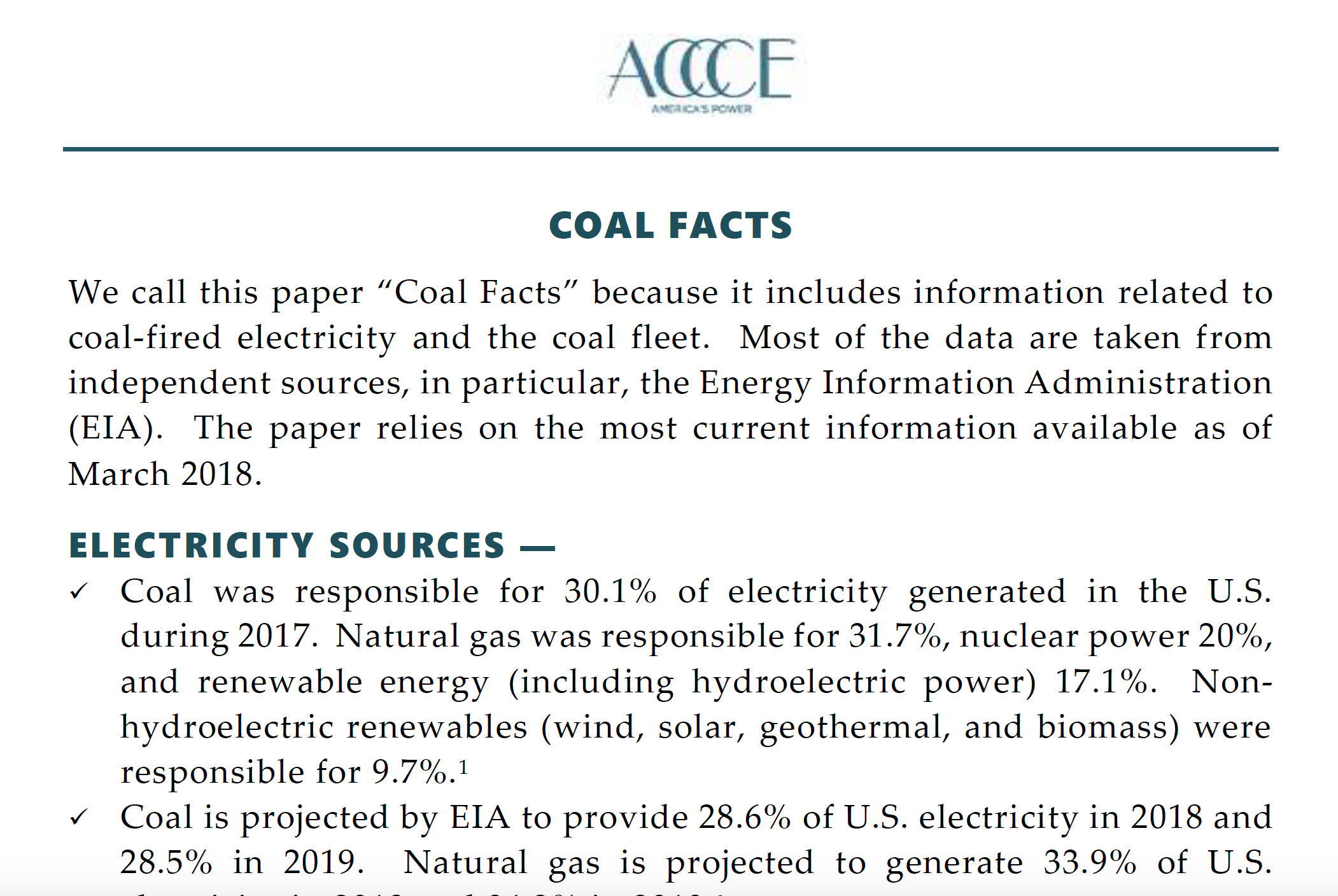 Coal Facts America's Power